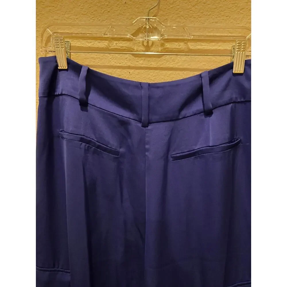 Ramy Brook Women's Wide-Leg Cargo Pants Size 8 Blue Casual